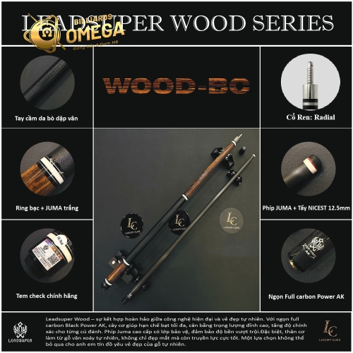 LEADSUPER WOOD BC GEN 1  - Ngọn Full Carbon Black Power AK
