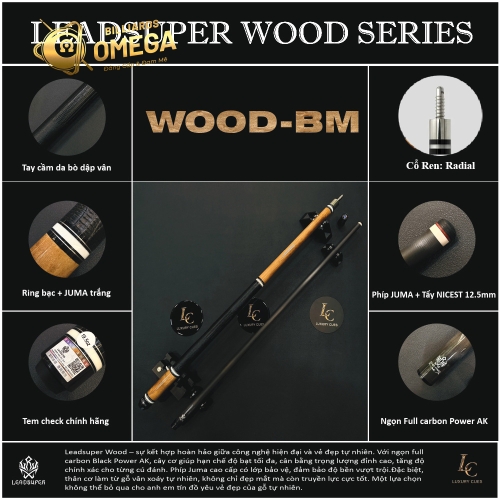 LEADSUPER WOOD BM GEN 1  - Ngọn Full Carbon Black Power AK